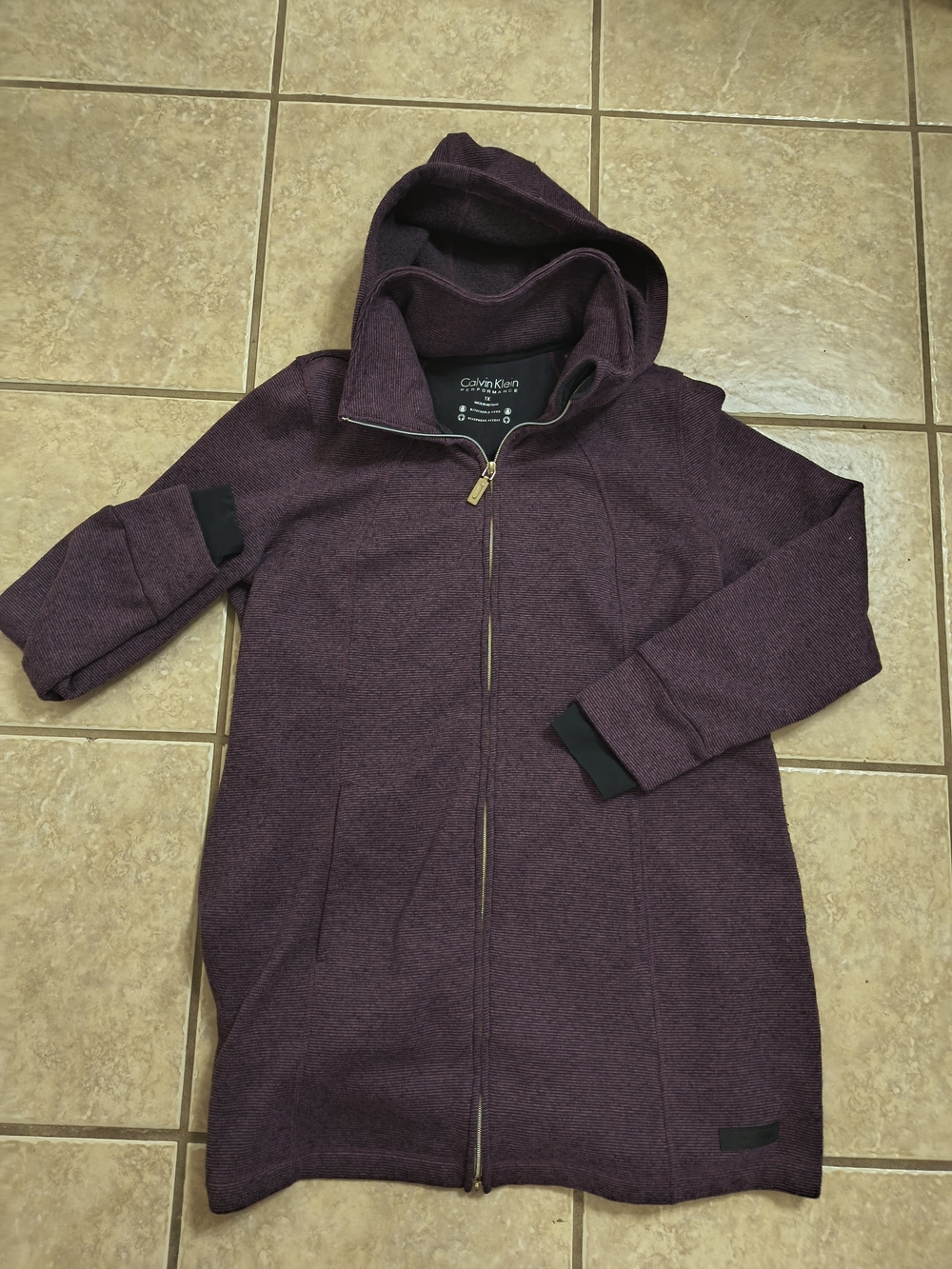 Calvin Klein Woman Hooded Zip-Front Coat - Plum